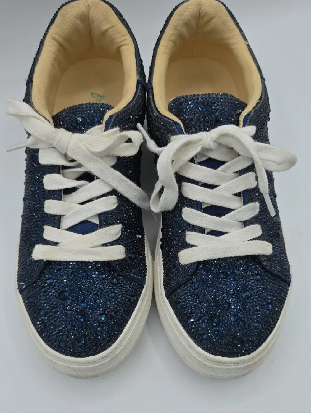 Betsey Johnson Ladies Navy Glitter Lace-Up Sneakers, Size 6M